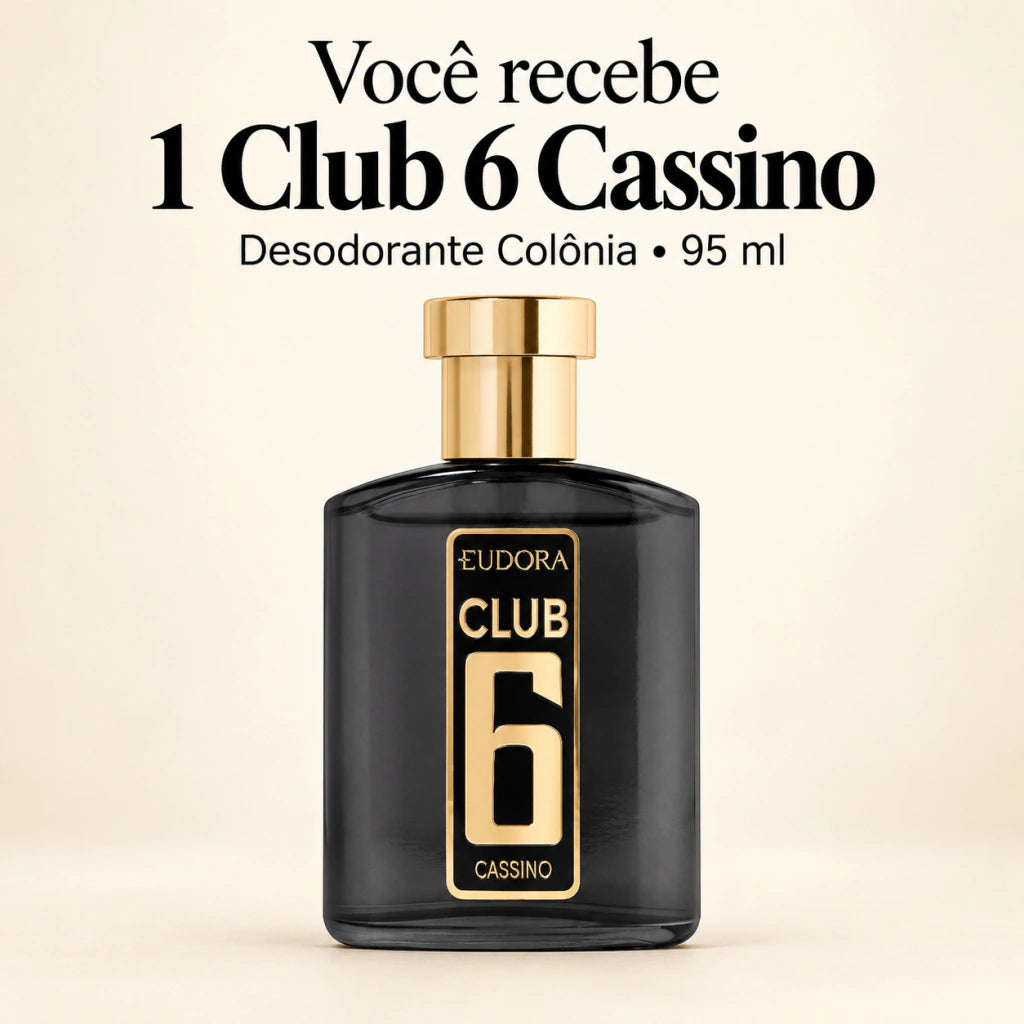 Conteúdo da compra: 1 Club 6 Cassino Desodorante Colônia 95 ml, ilustrado pelo frasco.