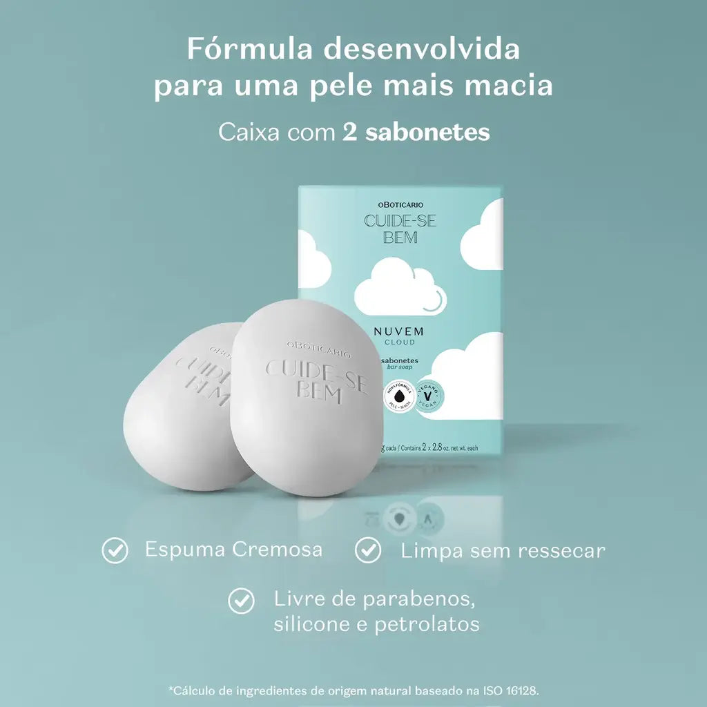 Sabonete em Barra Cuide-se Bem Nuvem 2x80g O Boticário - comprar online