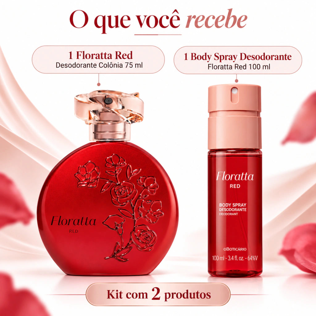 Kit Floratta Red Colônia 75ml Body Spray 100ml O Boticário - loja online