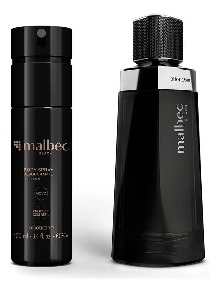 Malbec Black Kit Com Perfume Masculino Amadeirado Oriental E Body Spray