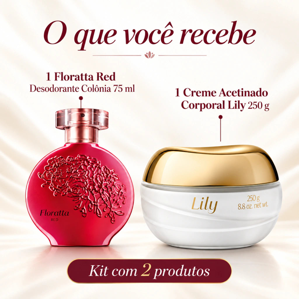 Kit Floratta Red Colônia 75ml + Creme Lily 250g O Boticário - loja online